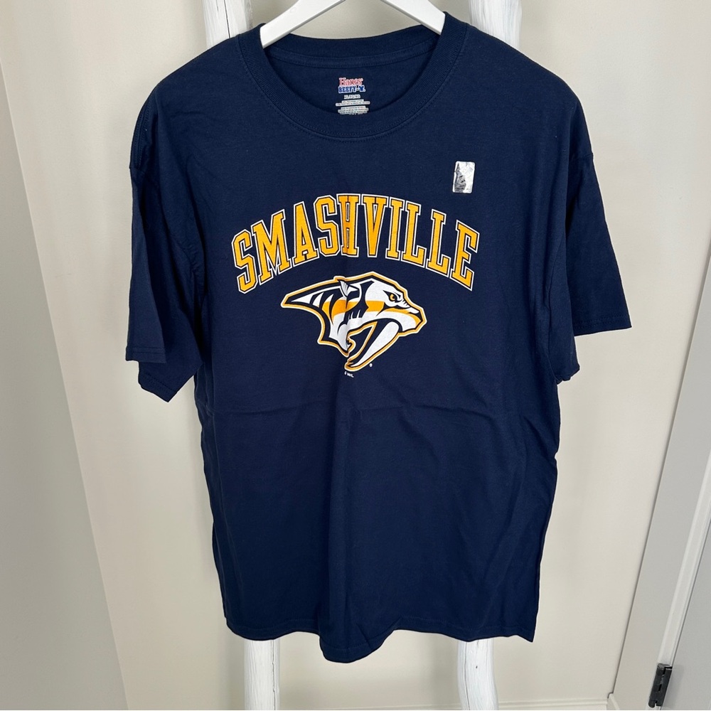 Hanes Nashville Predators Smashville Graphic Tee Short Sleeve Shirt Navy Size XL - Picture 9 of 9